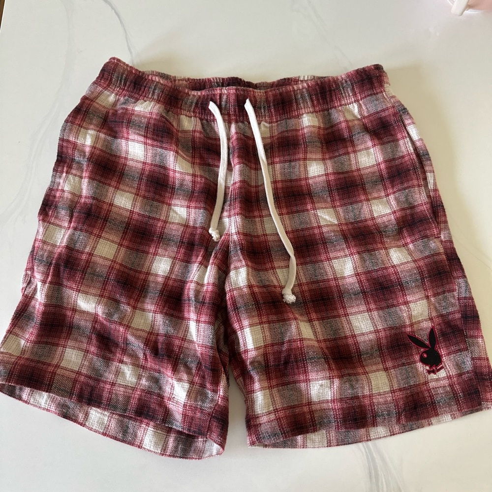 Playboy Red Plaid Lounge Shorts